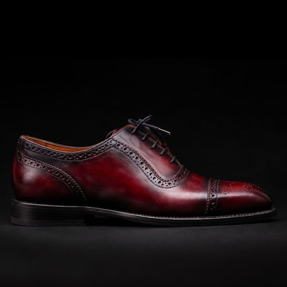 Men's Burgundy Patina Leather Oxford Shoes