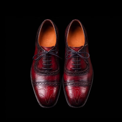 Men's Burgundy Patina Leather Oxford Shoes