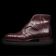 The Prime – Dark Brown Alligator-Print Ankle Boots