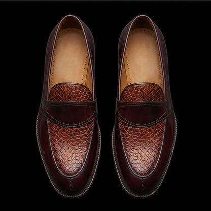 Men's Dual Tone Brown Leather Penny Loafers
