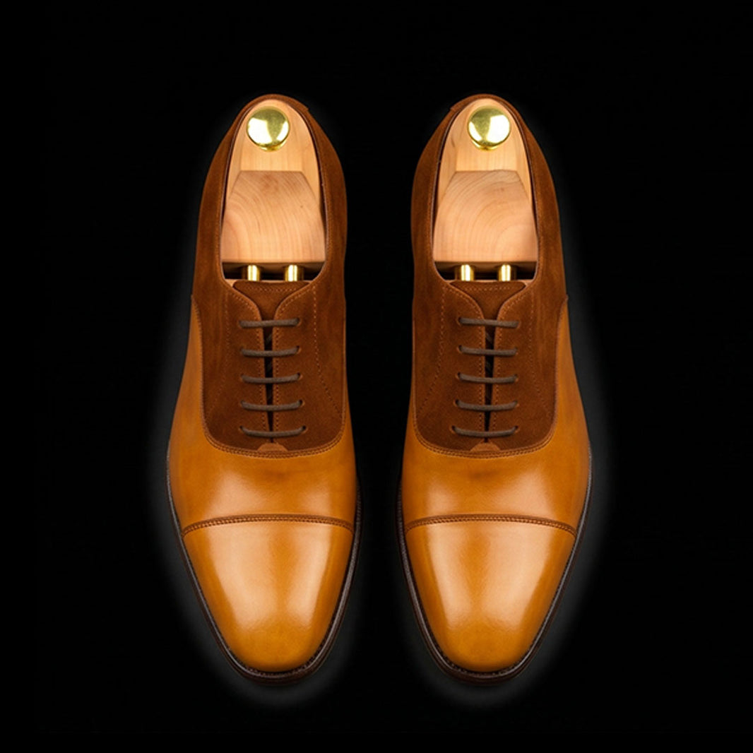 Men's Dual Tone Brown Suede Leather Oxford Shoes