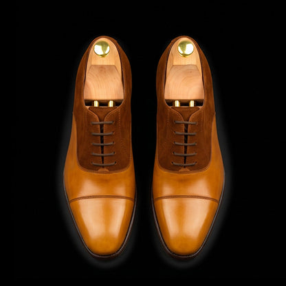Men's Dual Tone Brown Suede Leather Oxford Shoes