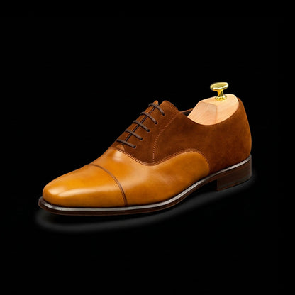 Men's Dual Tone Brown Suede Leather Oxford Shoes