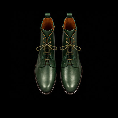 Men's Genuine Green Leather Long Boots
