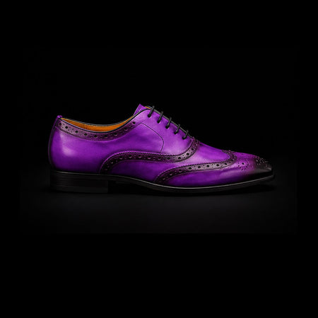 Men's Genuine Purple Leather Wingtip Oxford Shoes