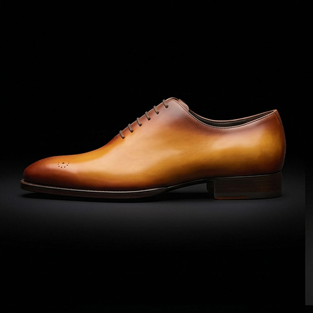 Men's Genuine Tan Leather Whole Cut Brogue Shoes