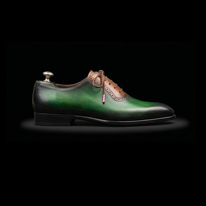 Men's Green & Brown Patina Leather Oxford Shoes