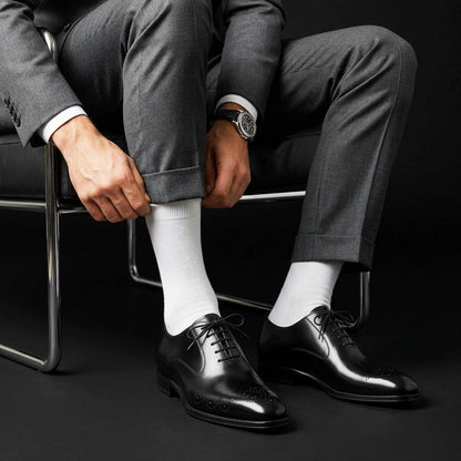 Men's Handmade Black Leather Medallion Toe Shoes
