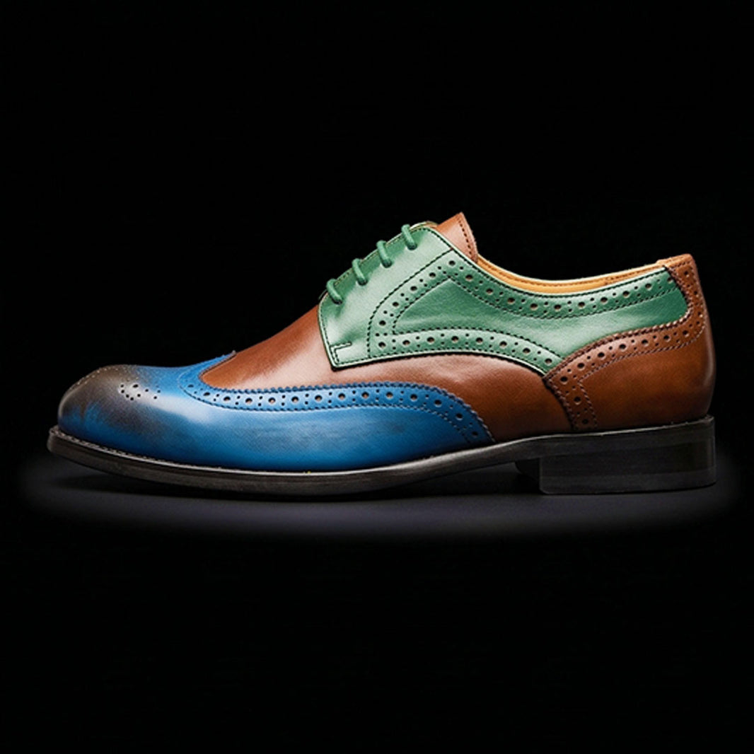 Men's Multi Color Genuine Leather Wingtip Oxford Shoes