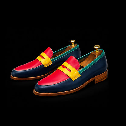 Men's Multi Color Leather Penny Loafers