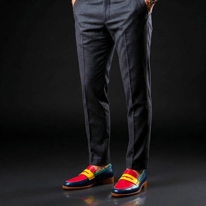 Men's Multi Color Leather Penny Loafers
