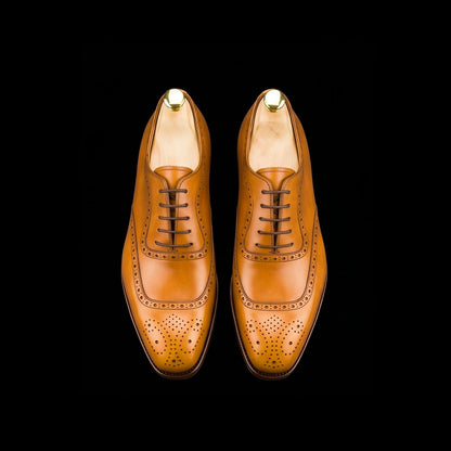 Men's Tan Brown Leather Formal Lace Up Oxford Shoes