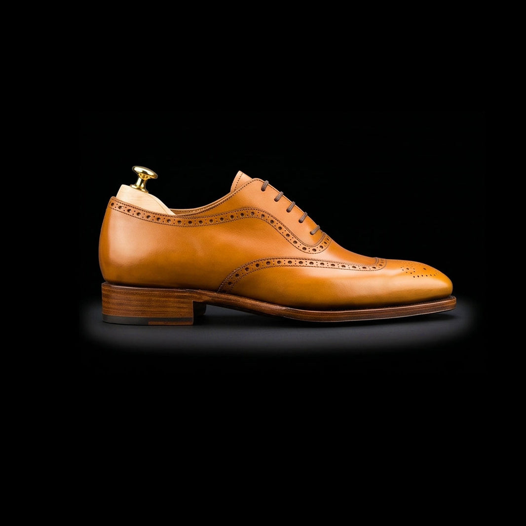 Men's Tan Brown Leather Formal Lace Up Oxford Shoes