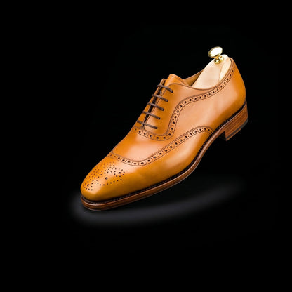 Men's Tan Brown Leather Formal Lace Up Oxford Shoes