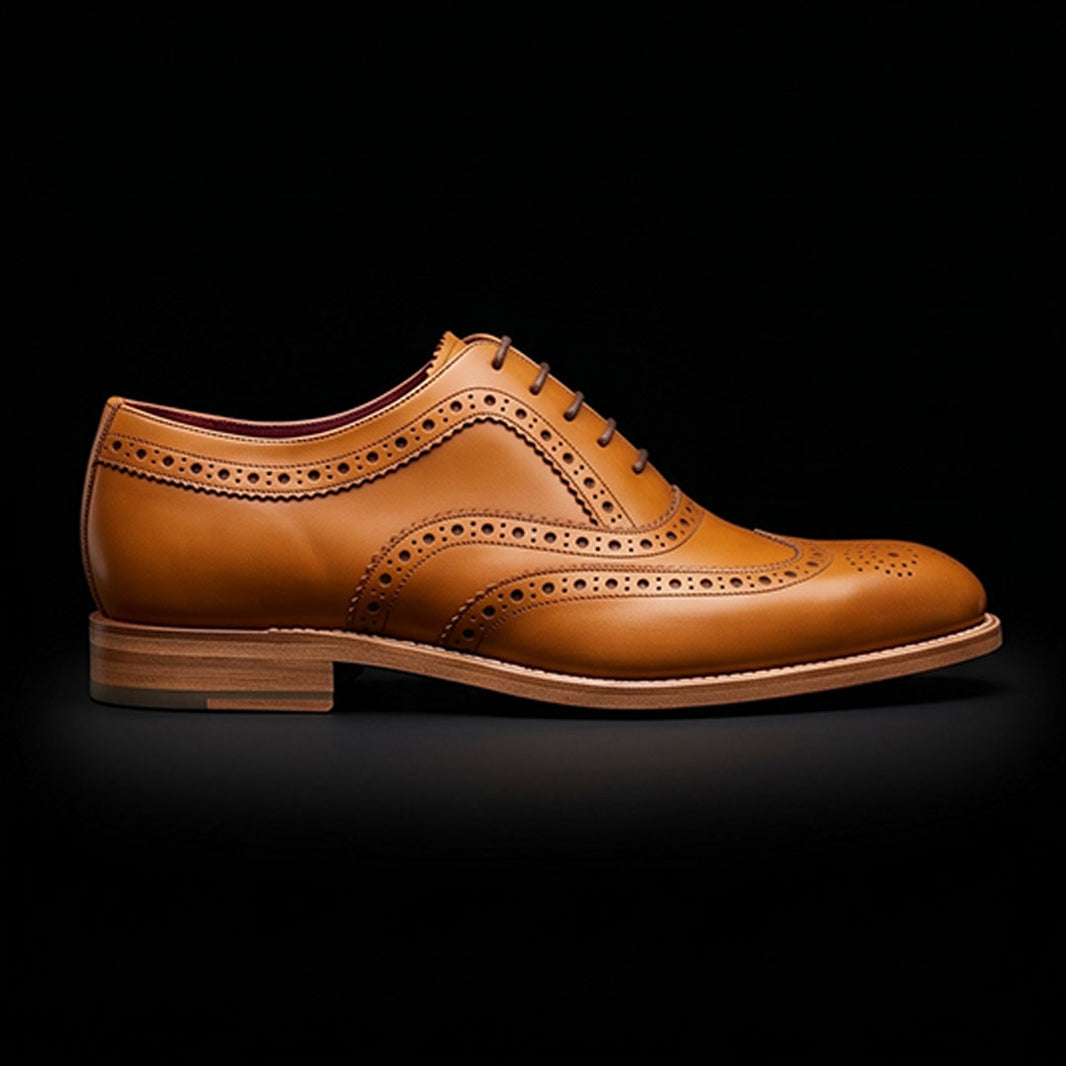 Men's Tan Leather Wingtip Brogue Oxford Shoes