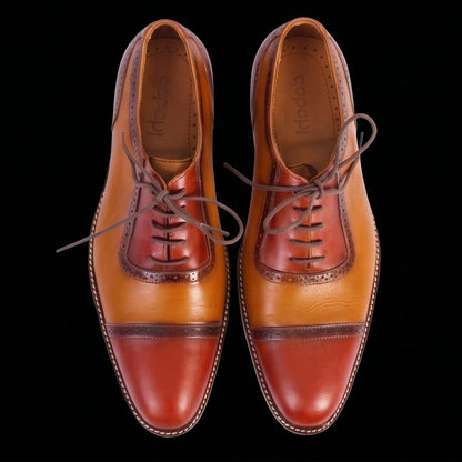 Men's Two Tone Brown Leather Oxford Shoes
