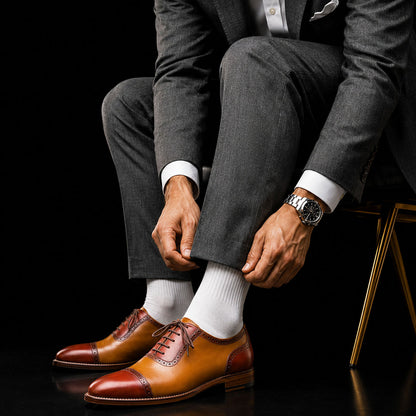 Men's Two Tone Brown Leather Oxford Shoes