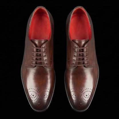 Men's derby in dark brown leather with square toe design