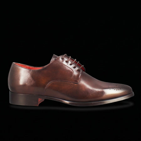 Men's derby in dark brown leather with square toe design