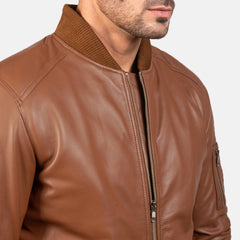 Bomia Ma-1 Brown Leather Bomber Jacket