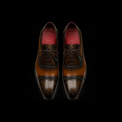 The Aglet – Dual Tone Brown Brogue Cap Toe Oxford | Leather Shoe