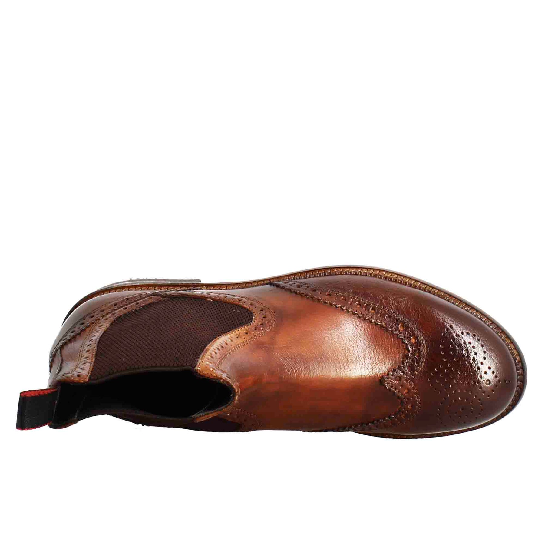 Men's candy chelsea boot in washed leather, dark tan colo