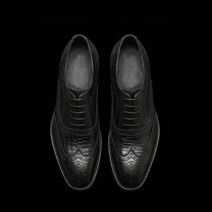Wingtip Brogue Oxford Croc Black
