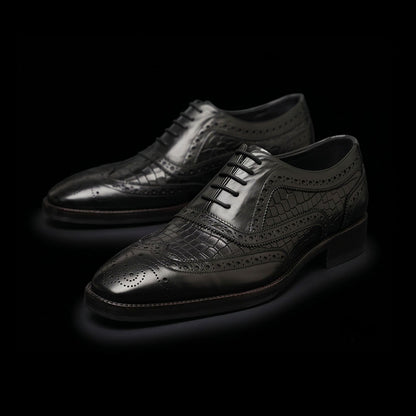 Wingtip Brogue Oxford Croc Black