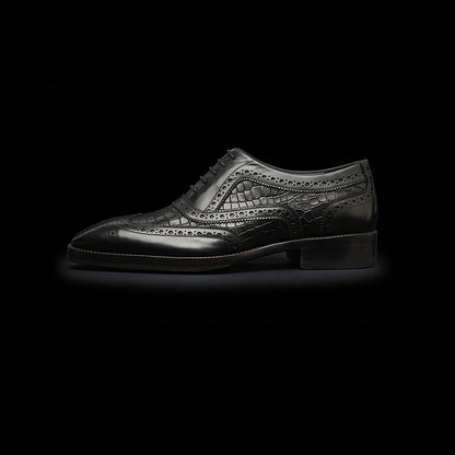 Wingtip Brogue Oxford Croc Black
