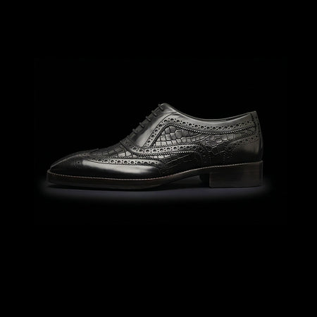 Wingtip Brogue Oxford Croc Black
