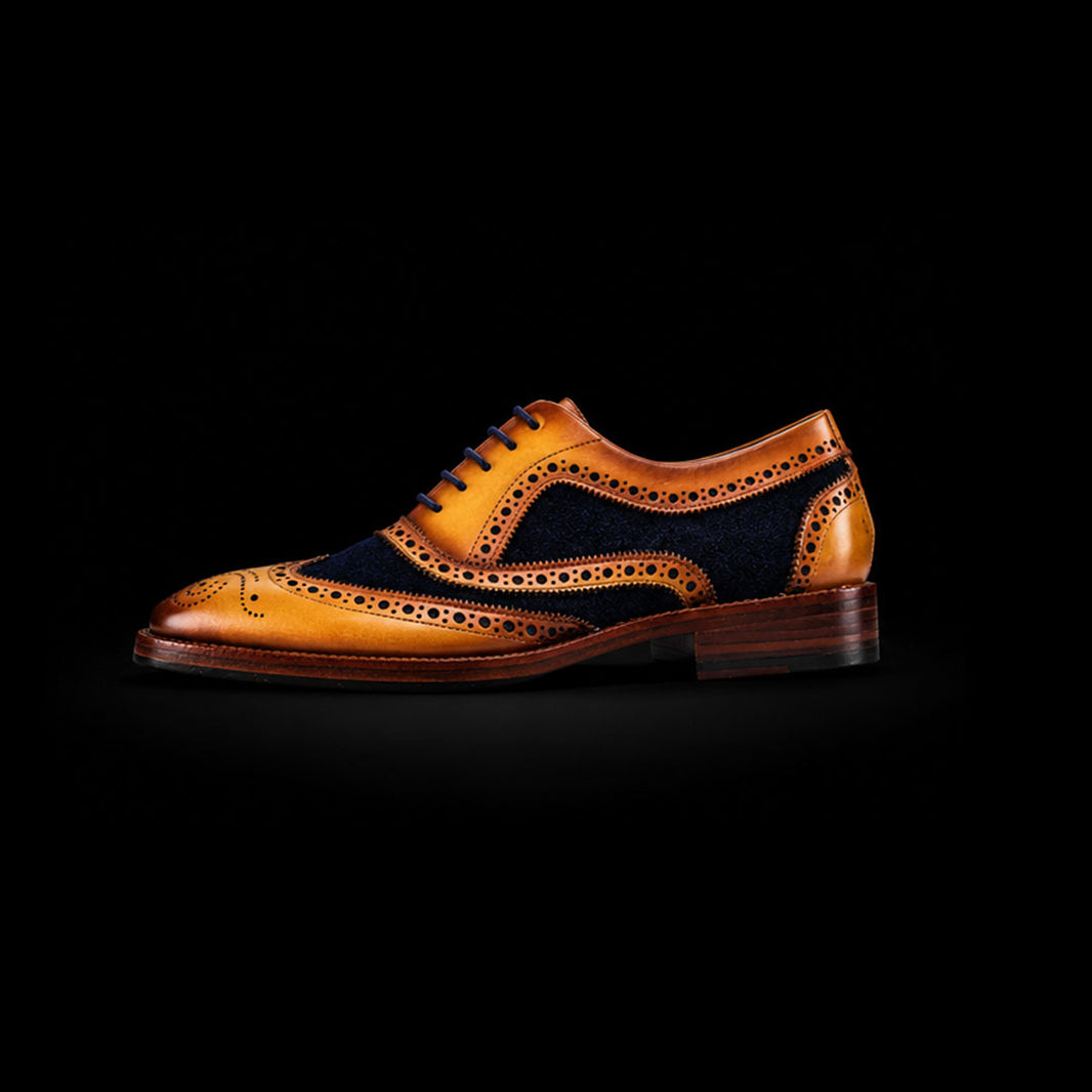 Wingtip Brogue Oxford Navy Suede