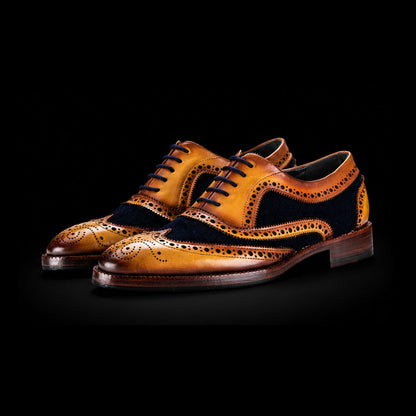 Wingtip Brogue Oxford Navy Suede