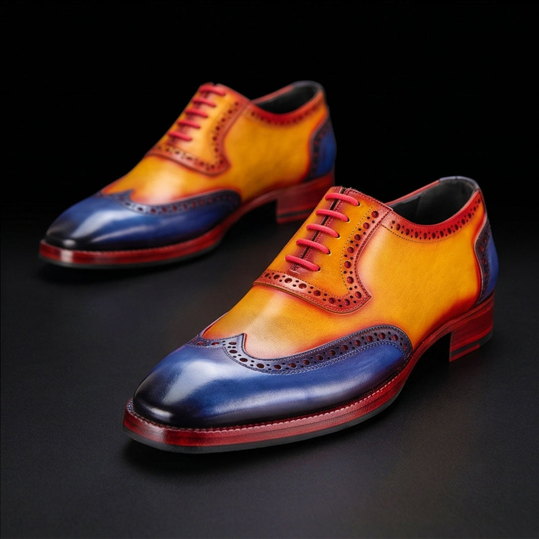 Wingtip Brogue Oxford Tan & Navy