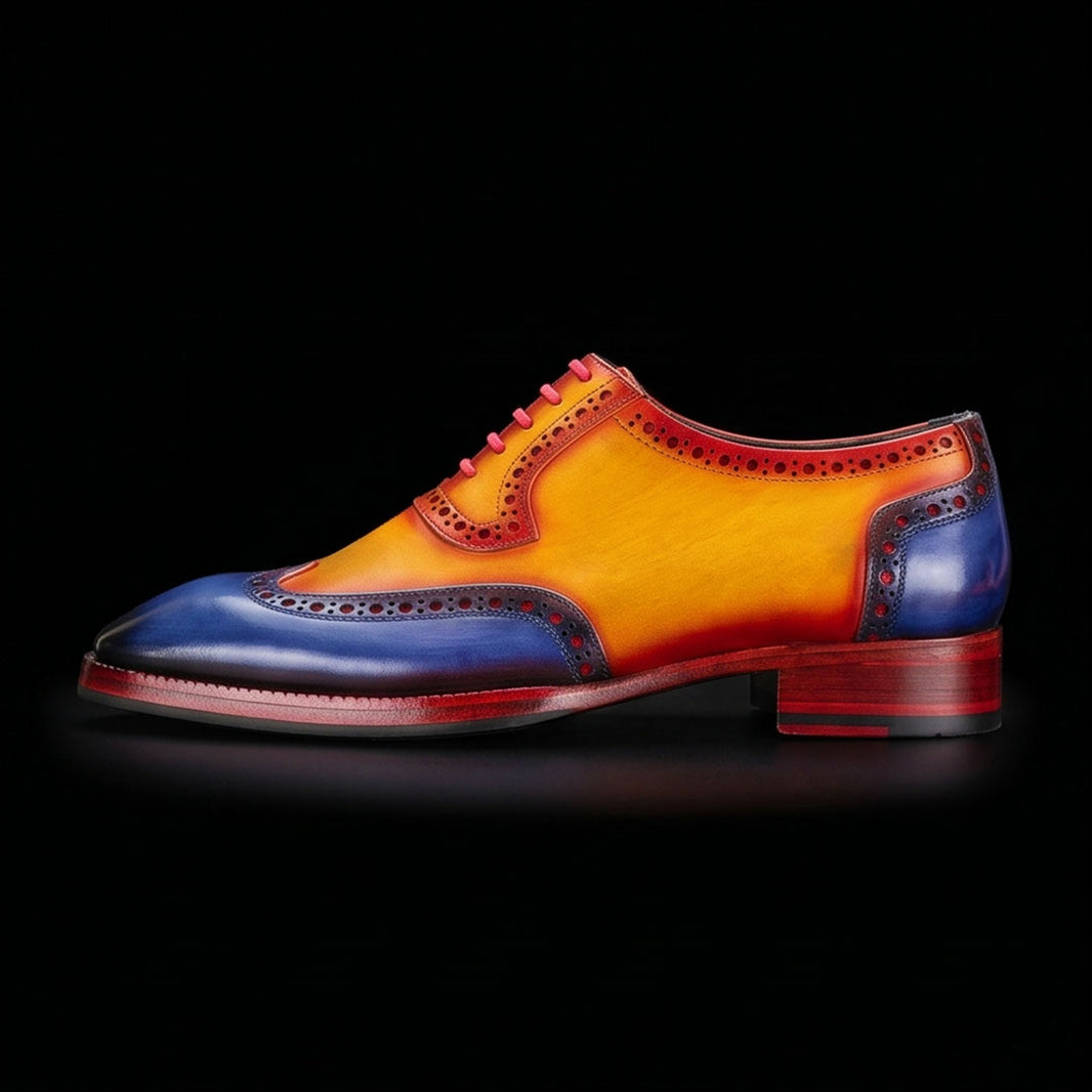Wingtip Brogue Oxford Tan & Navy