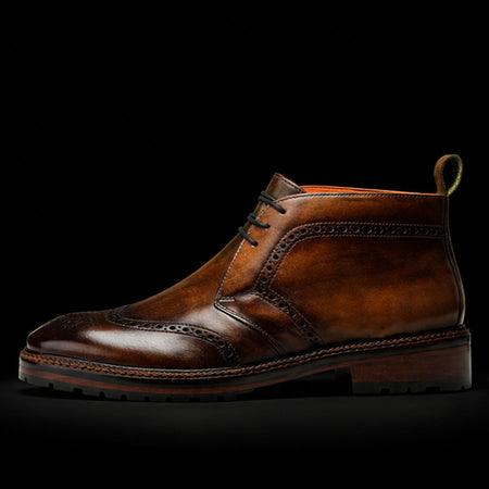 Wingtip Chukka Boots Olive Brown