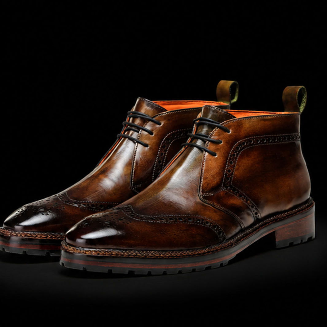 Wingtip Chukka Boots Olive Brown