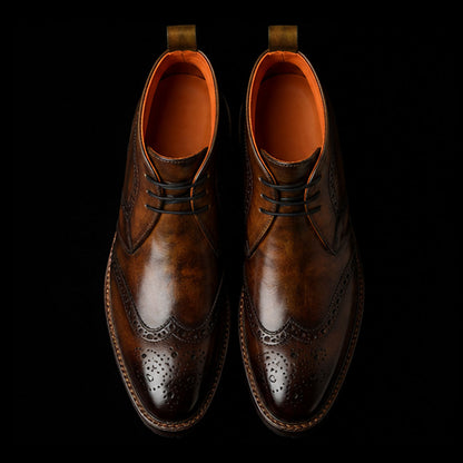 Wingtip Chukka Boots Olive Brown