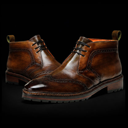 Wingtip Chukka Boots Olive Brown