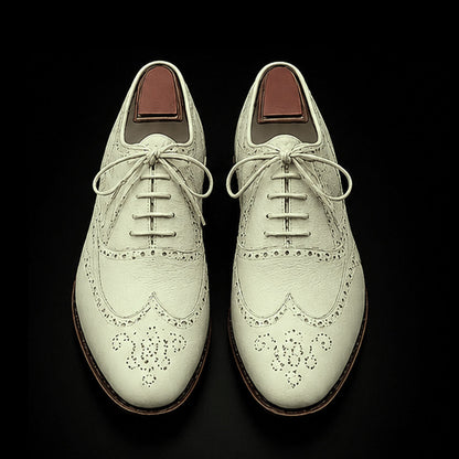 The Chestnut – White Genuine Leather Wingtip Oxford | Leather Shoe