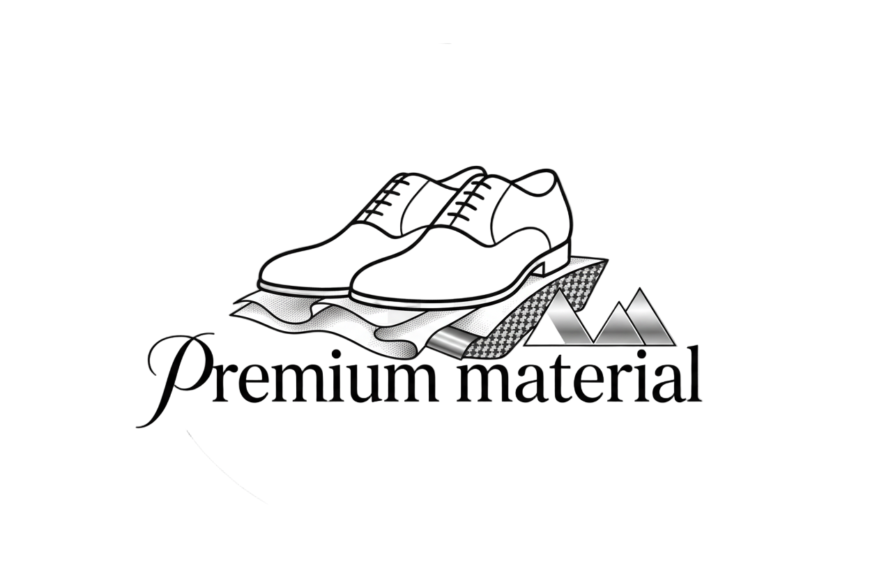 generate image of premium material related to leather shoes text and design in black and white background logo must be transparent 
