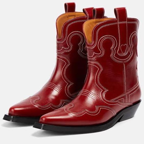Genuine Red Leather Cowboy Horse Riding Boots - LEATHERSHOE
