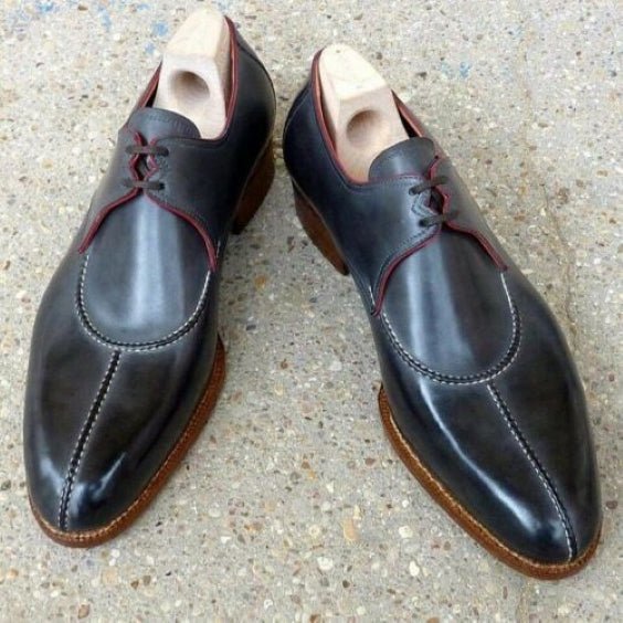 Handmade Men's Black Leather Luxury Shoes - LEATHERSHOE