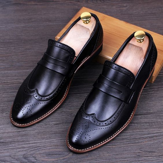 Handmade Men's Black Leather Penny Loafers - LEATHERSHOE