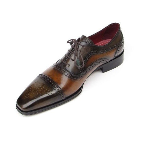 Handmade Men's Brown Leather Brogue Oxfords - LEATHERSHOE