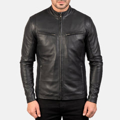 Ionic Black Leather Jacket - LEATHERSHOE