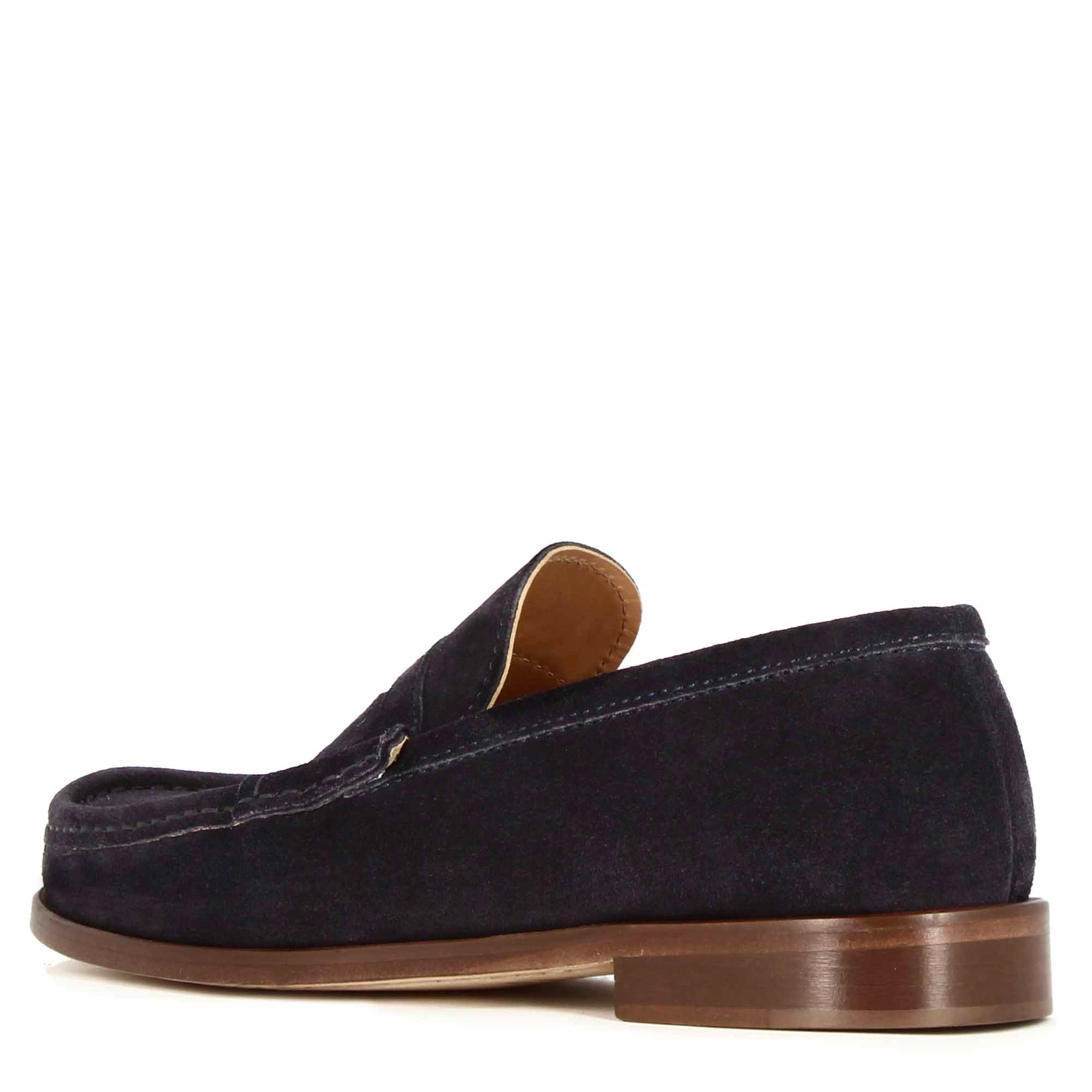 Handmade dark blue suede men's moccasin