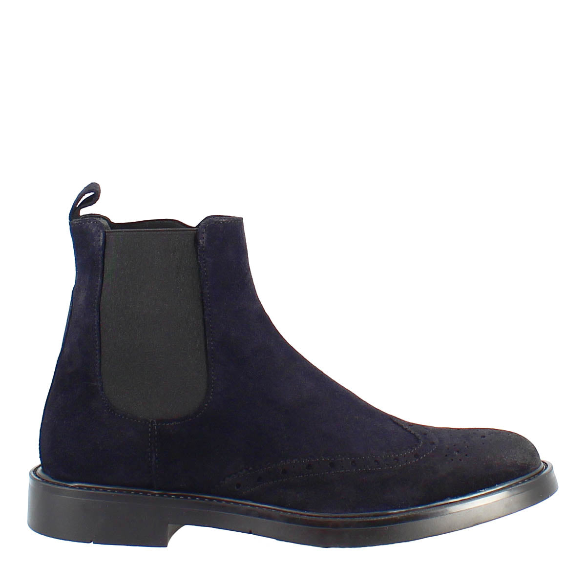 Chelsea boot in blue suede with rubber sole