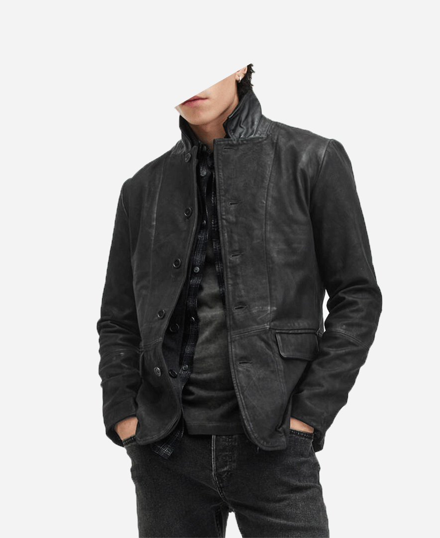 Survey Double Layered Leather Blazer - LEATHERSHOE
