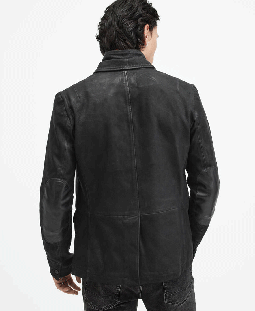 Survey Double Layered Leather Blazer - LEATHERSHOE
