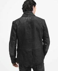Survey Double Layered Leather Blazer - LEATHERSHOE